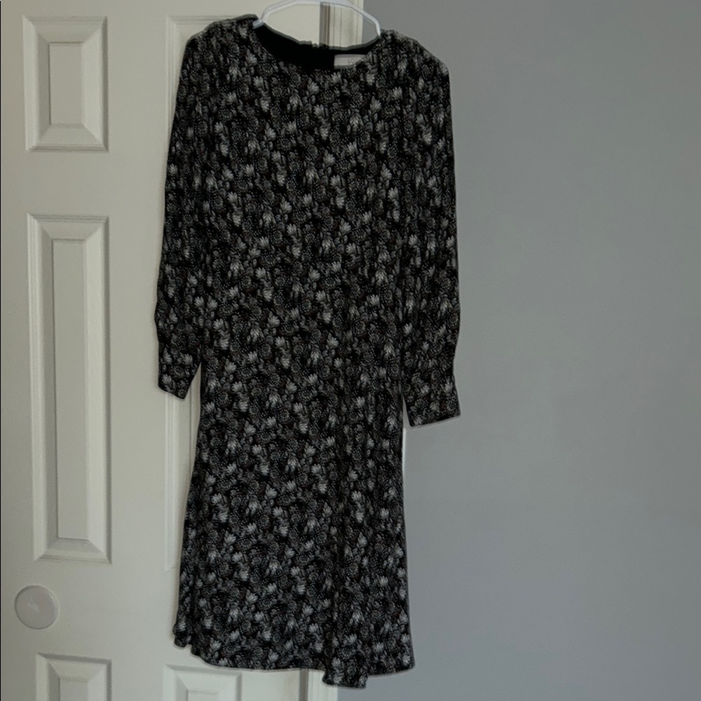 LOFT Black and White Bishop Sleeve Sundress